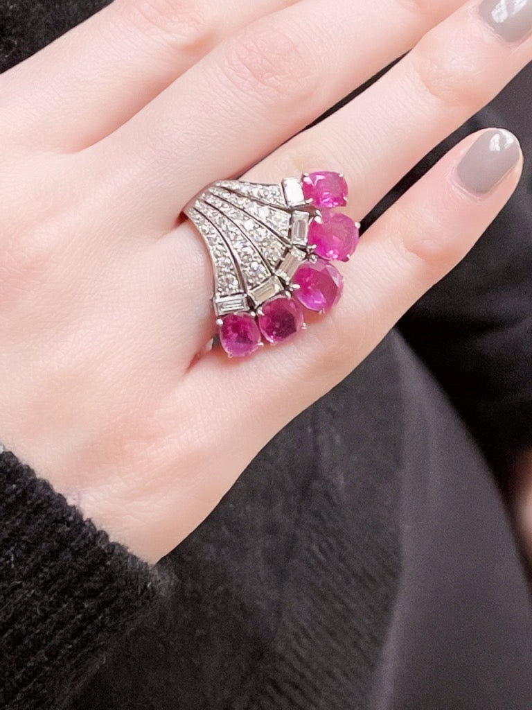 Paul Flato Jewelry Pink Sapphire Fan Ring