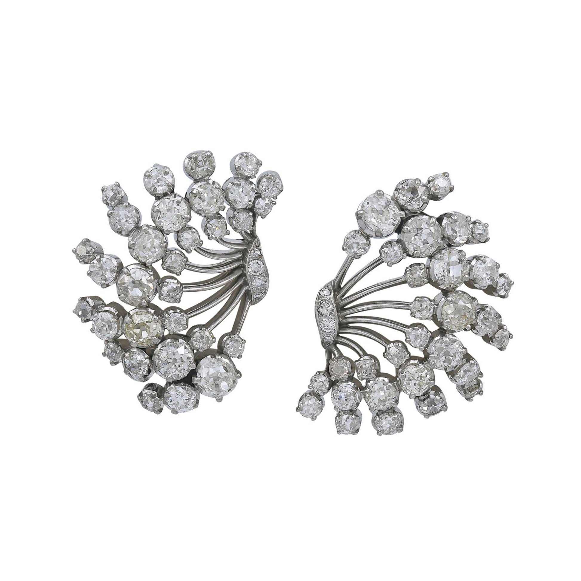 1950s Diamond Double Clip Brooch