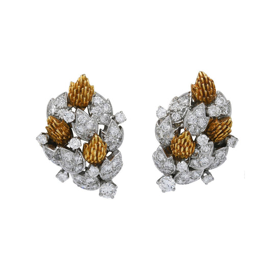 Textured Gold Diamond Spray Earrings
