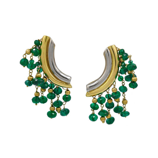 French Emerald Bead Fringe Earrings