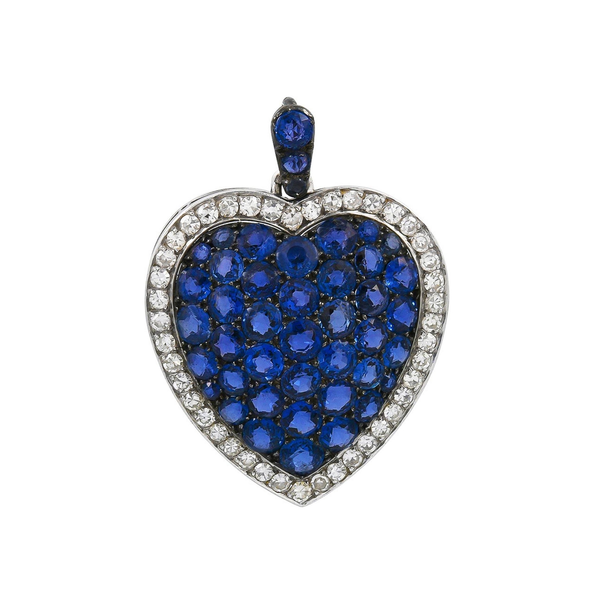 Heart Shaped Sapphire Diamond Pendant Necklace
