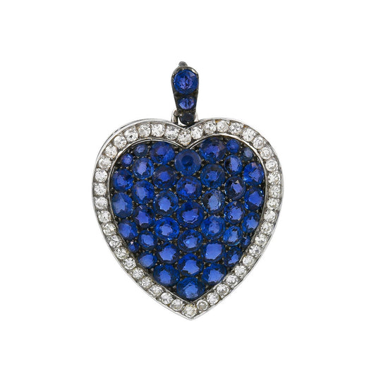 Heart Shaped Sapphire Diamond Pendant Necklace