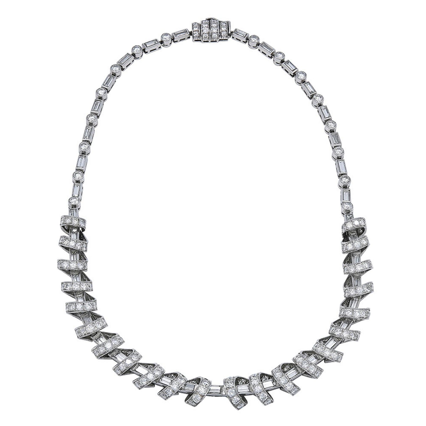Paul Flato Jewelry Diamond Ribbon Loop Necklace