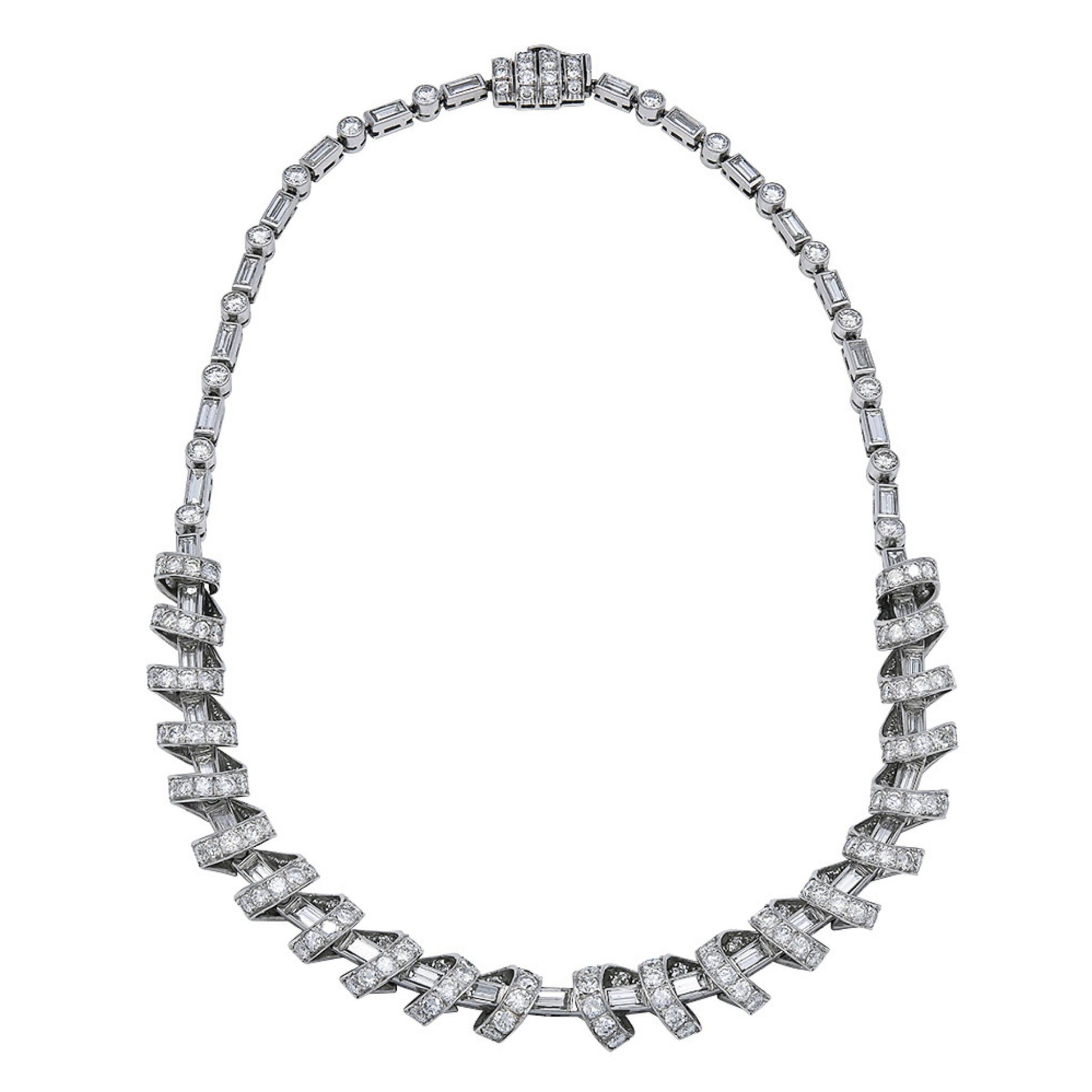 Paul Flato Jewelry Diamond Ribbon Loop Necklace