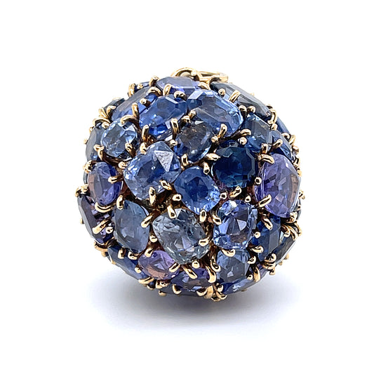 Gold, Sapphire & Purple Sapphire Ball Pendant