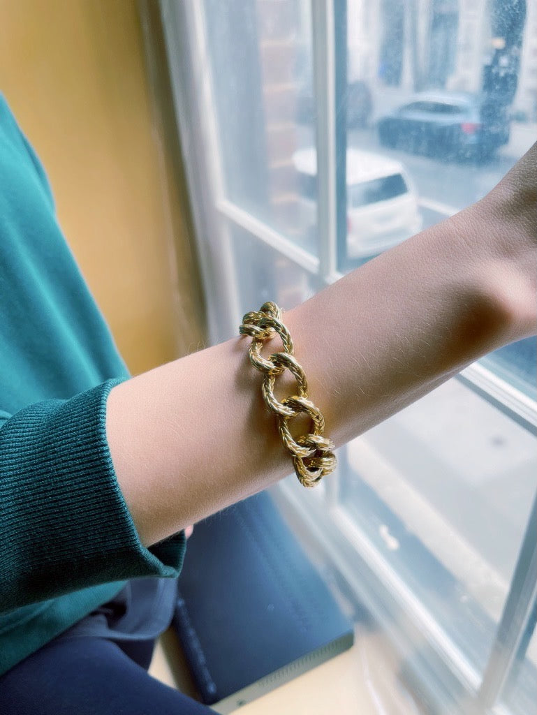French Braided Gold Curb Link Bracelet