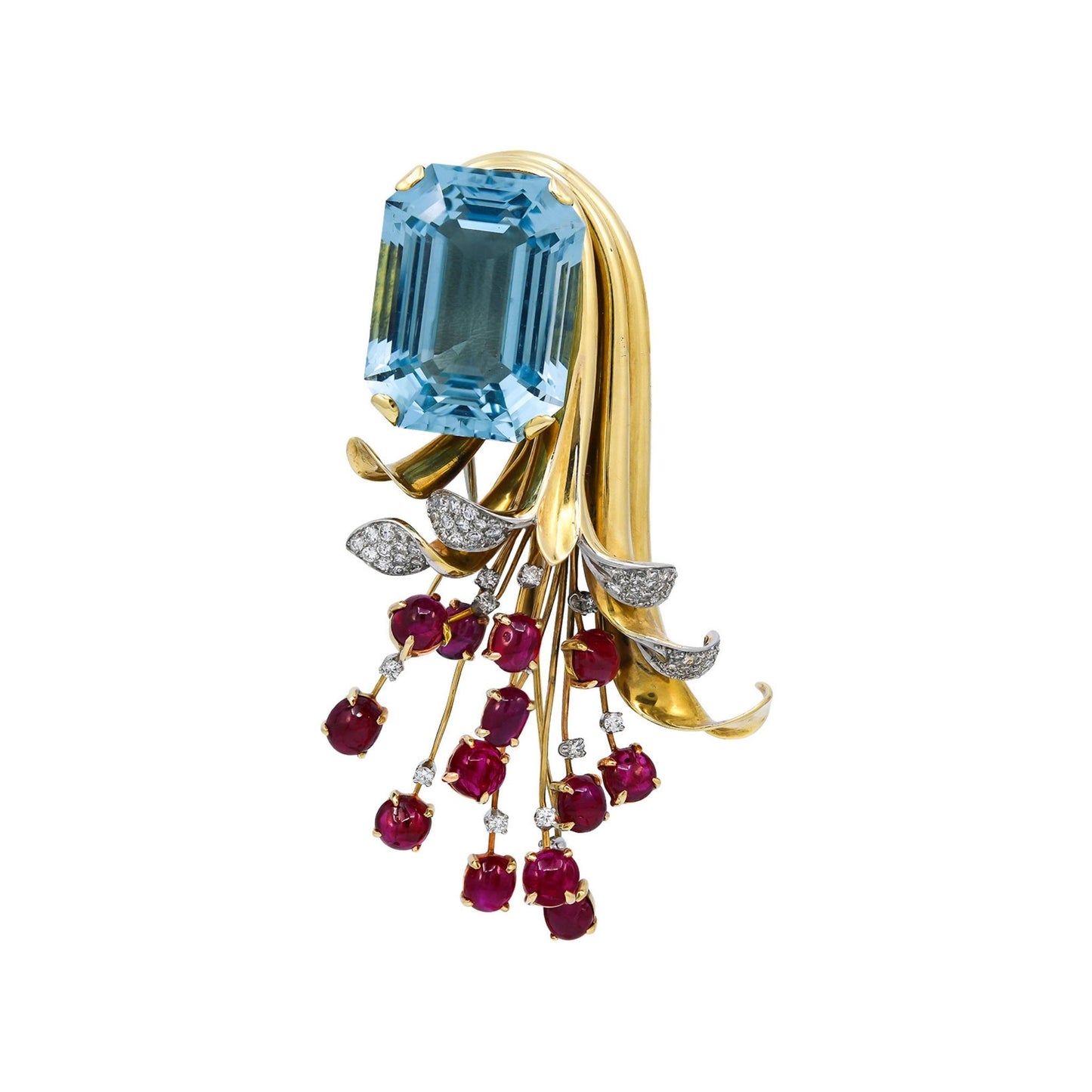 Paul Flato Jewelry Aquamarine Spray Brooch