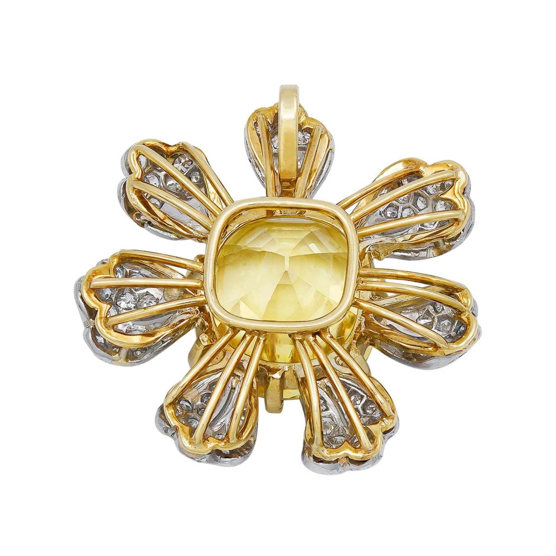 Yellow Sapphire Diamond Flower Pendant