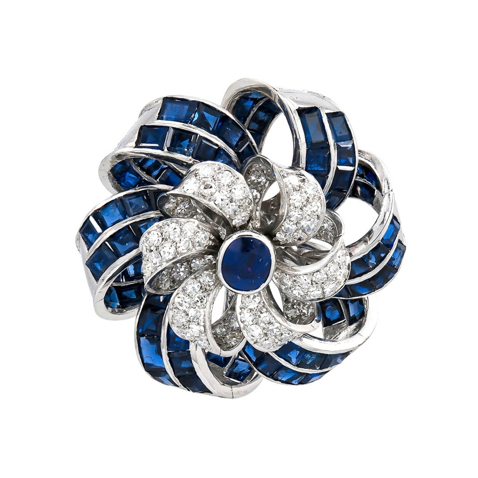 Paul Flato Jewelry Sapphire Diamond Knot Brooch