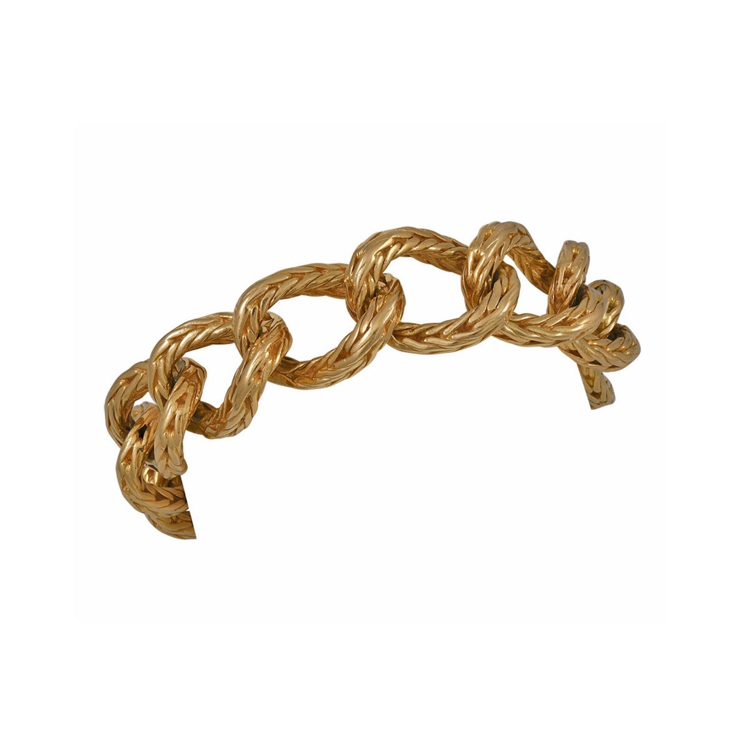 French Braided Gold Curb Link Bracelet