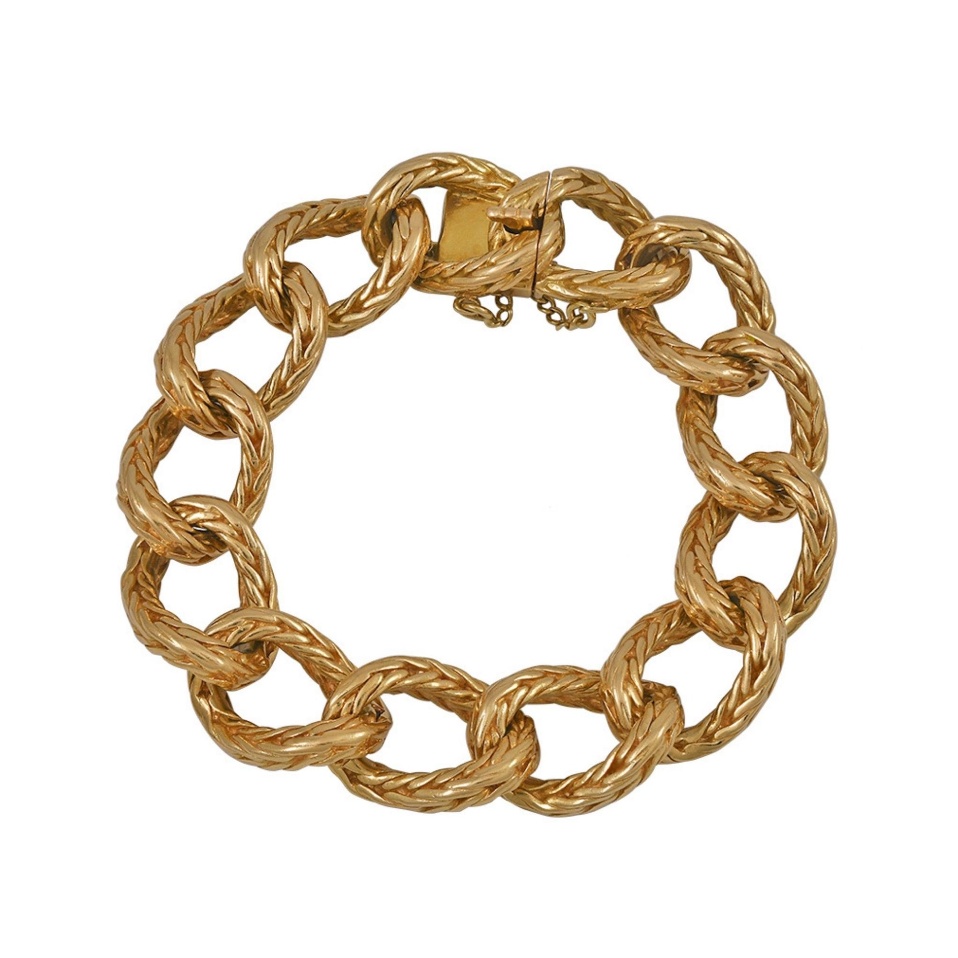 French Braided Gold Curb Link Bracelet