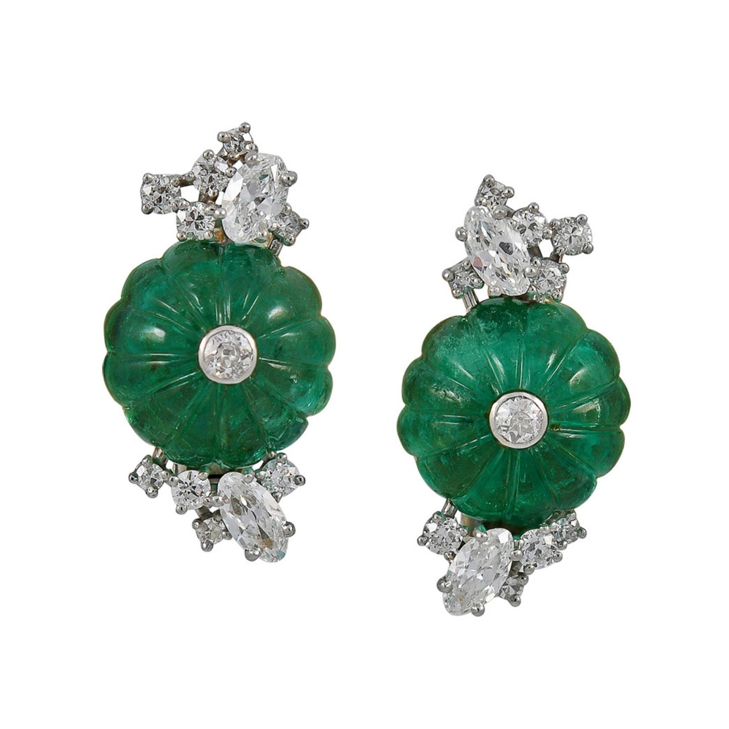 Chaumet Antique Emerald Diamond Earrings