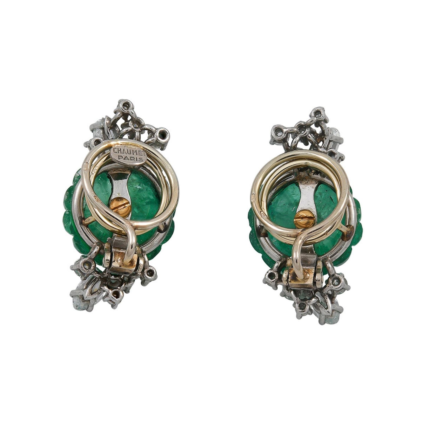 Chaumet Antique Emerald Diamond Earrings