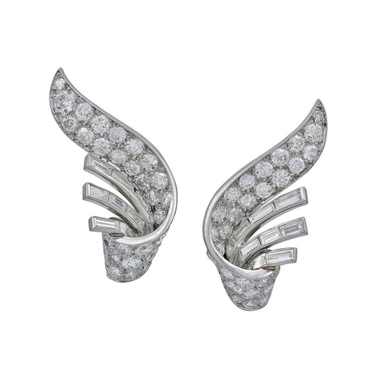 Antique French Diamond Wing Earrings