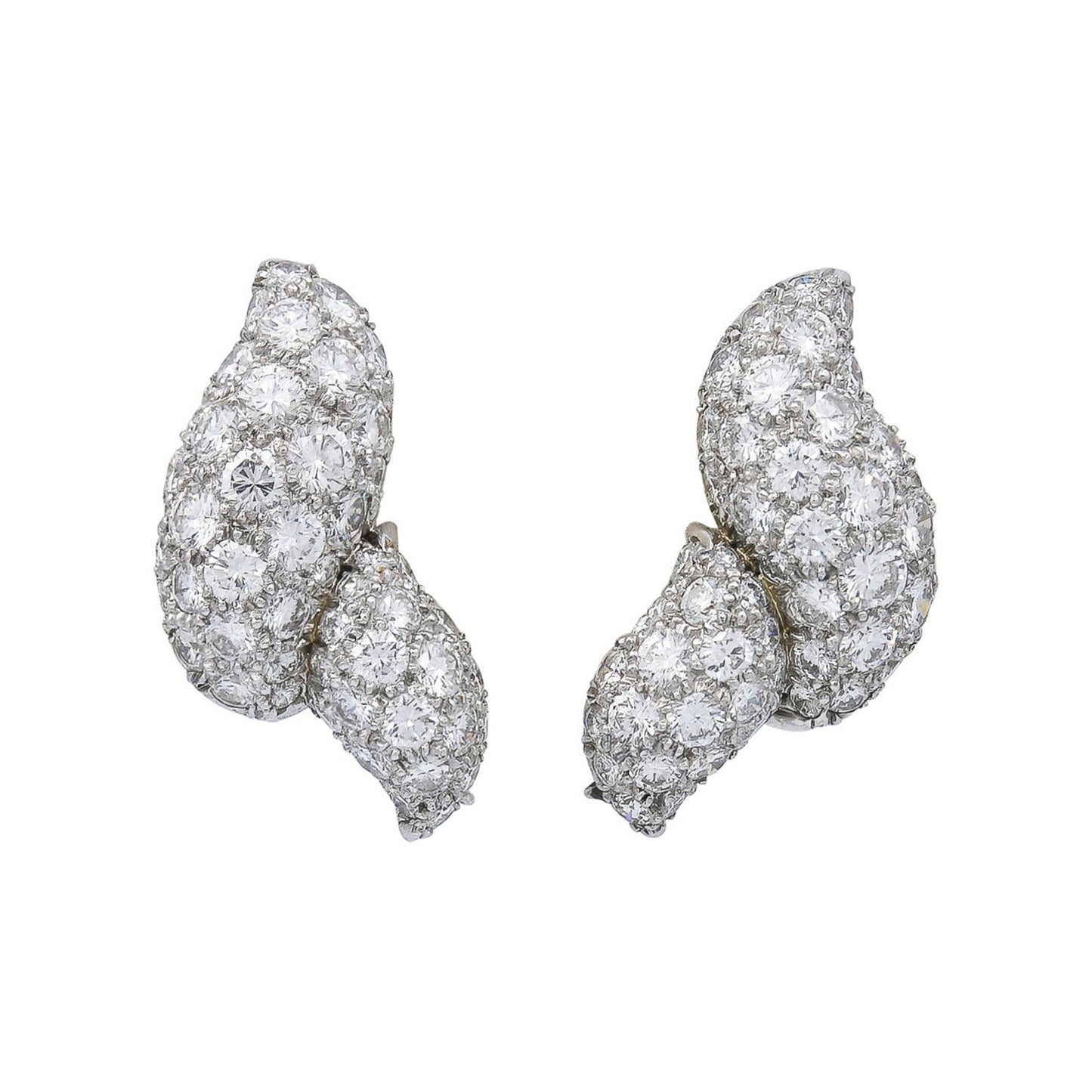 1950s Diamond Scroll Earrings