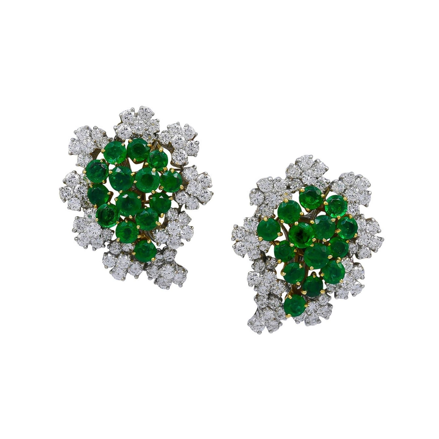 French Emerald Diamond Paisley Earrings