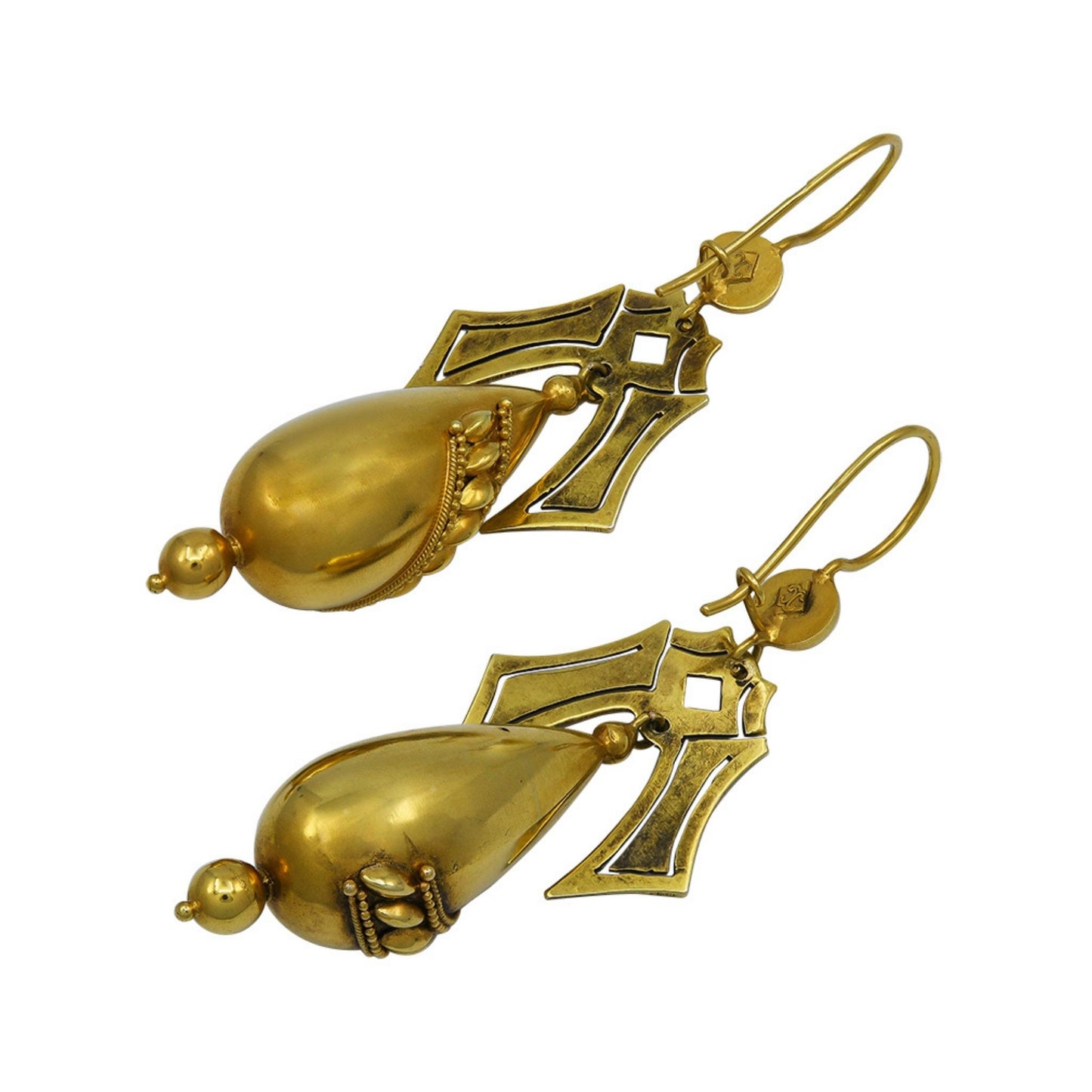 CASTELLANI Antique Gold Hollowform Pendant Earrings