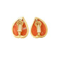 French Coral Diamond Leaf Earrings